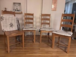 4 Stühle Holz Esszimmer mit Auflagen