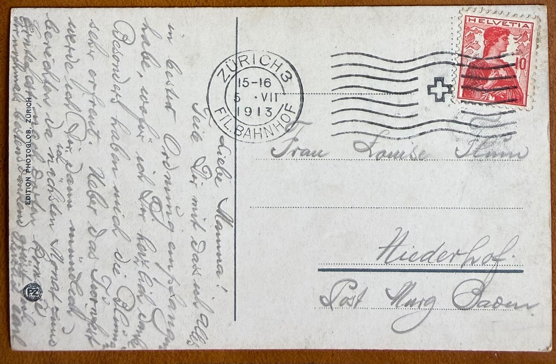 Cartoline postali: Zürich - Panorama 1913 – Usato da Lutry venduto da Ediego 1