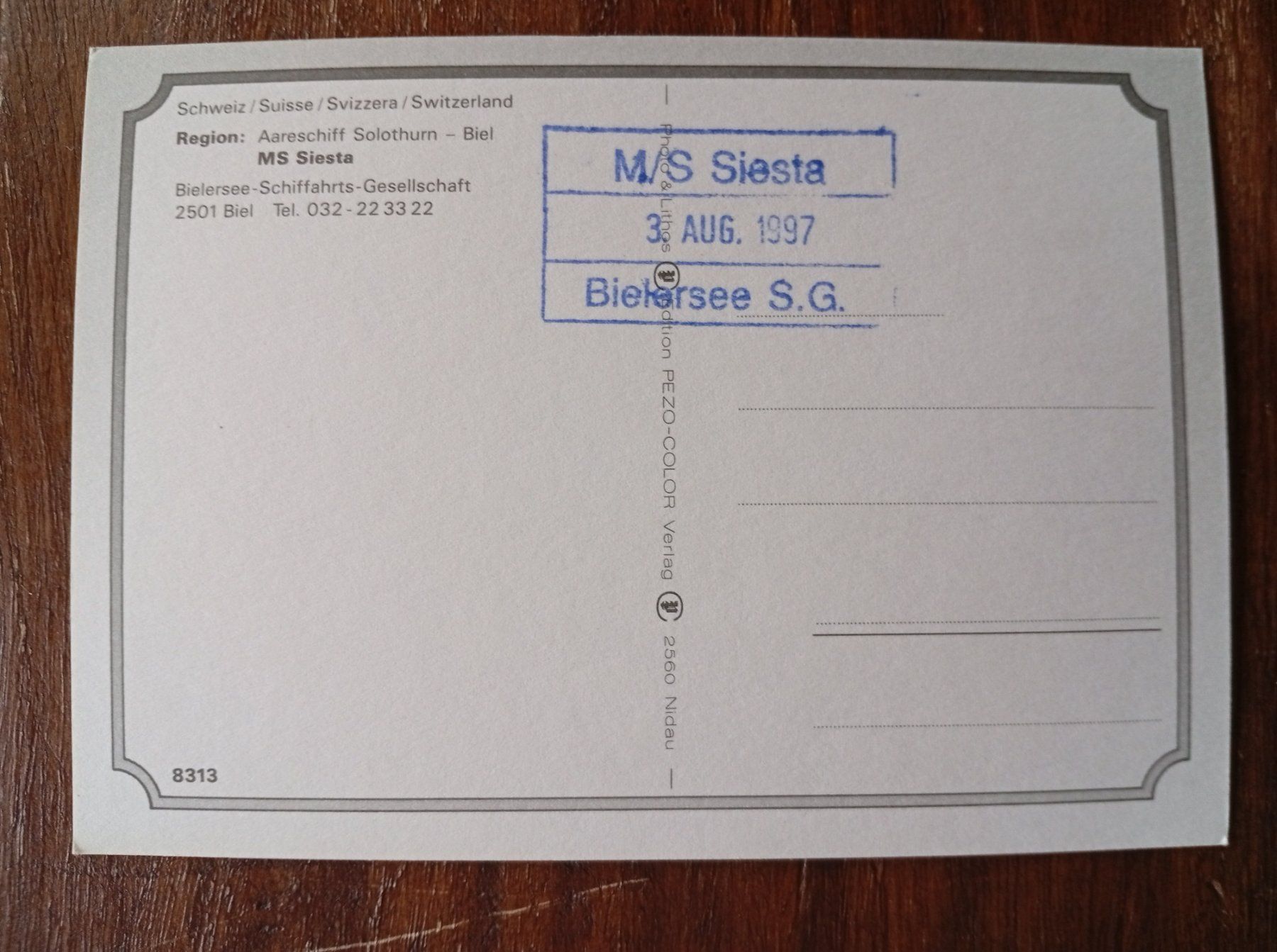 Cartoline postali: MS Siesta – Usato da Perrefitte venduto da 36B 1