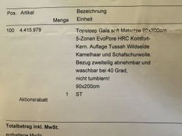 TopSleep Gala Soft Matratze, 90x200cm, neuwertig!