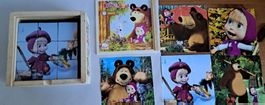 Klötzli Puzzle, Würfelpuzzle, Mascha und der Bär, 9-Teilig