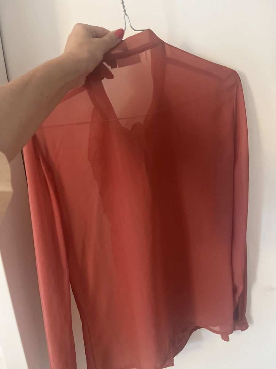 Only Camicette: Bluse Chiffon 38 only apricot/orange Schleife – Usato da Zürich venduto da kleinesgrau 2