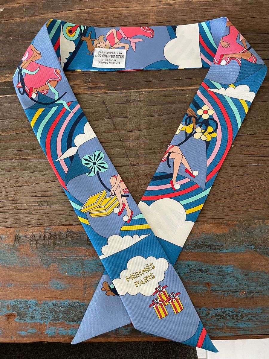 Hermès Foulard & Sciarpe: Hermès Twilly Carres volants blau – Usato da Sissach venduto da Monkbay