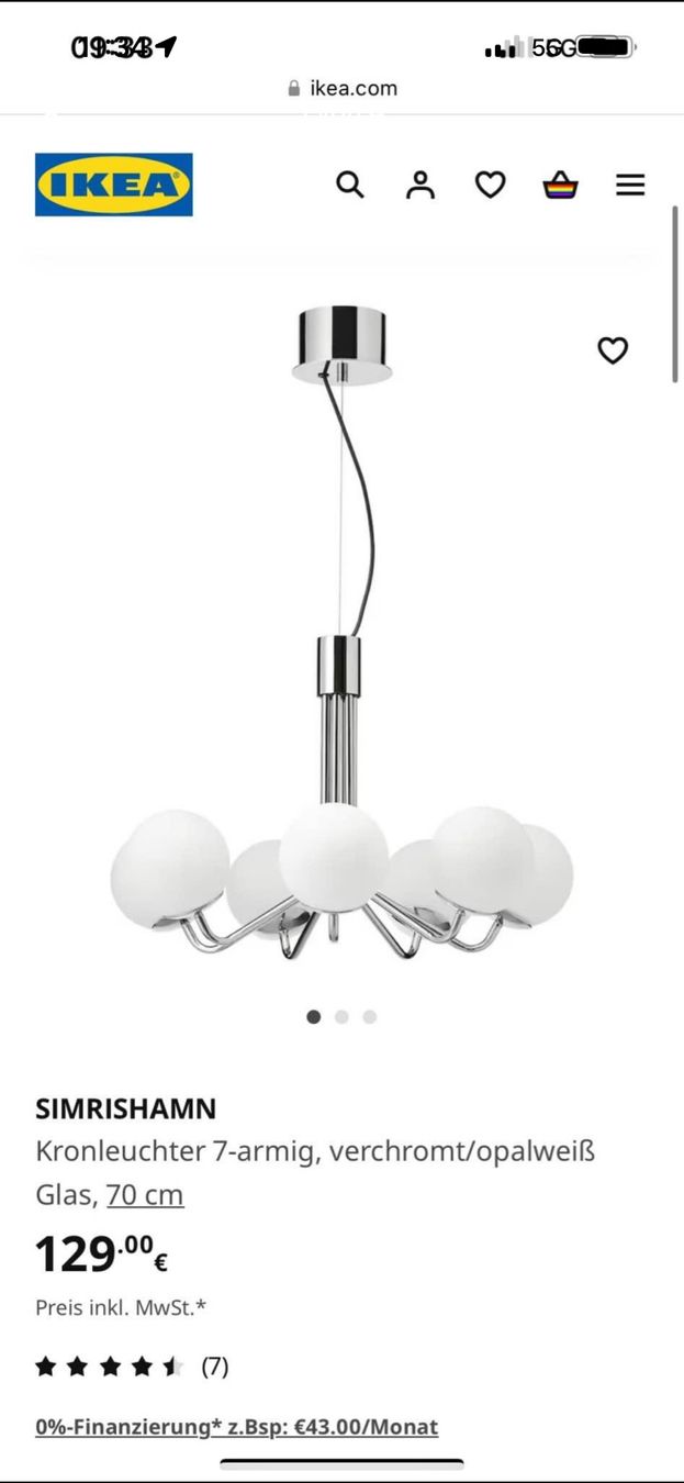 Ikea Kronleuchter & Deckenlampen: Ikea simrishamn Kronleuchter / Lampe – Gebraucht aus Oberengstringen von