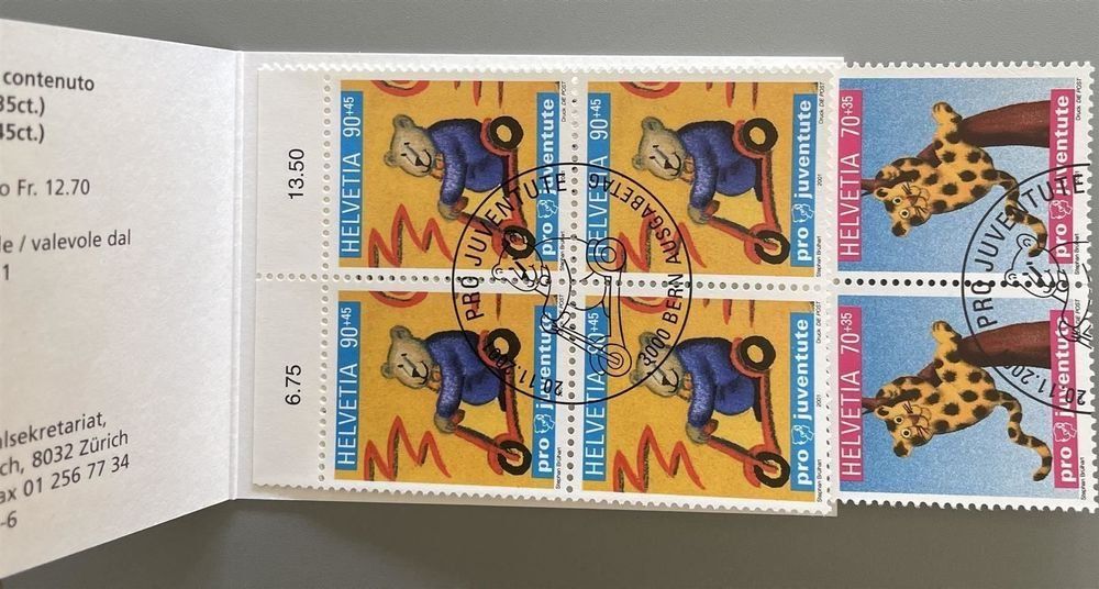 Alle Briefmarken: 2001 Pro Juventute Markenheftchen ET-O Katwert: 31.00 CHF – Gebraucht aus Remetschwil von Hofiii 1