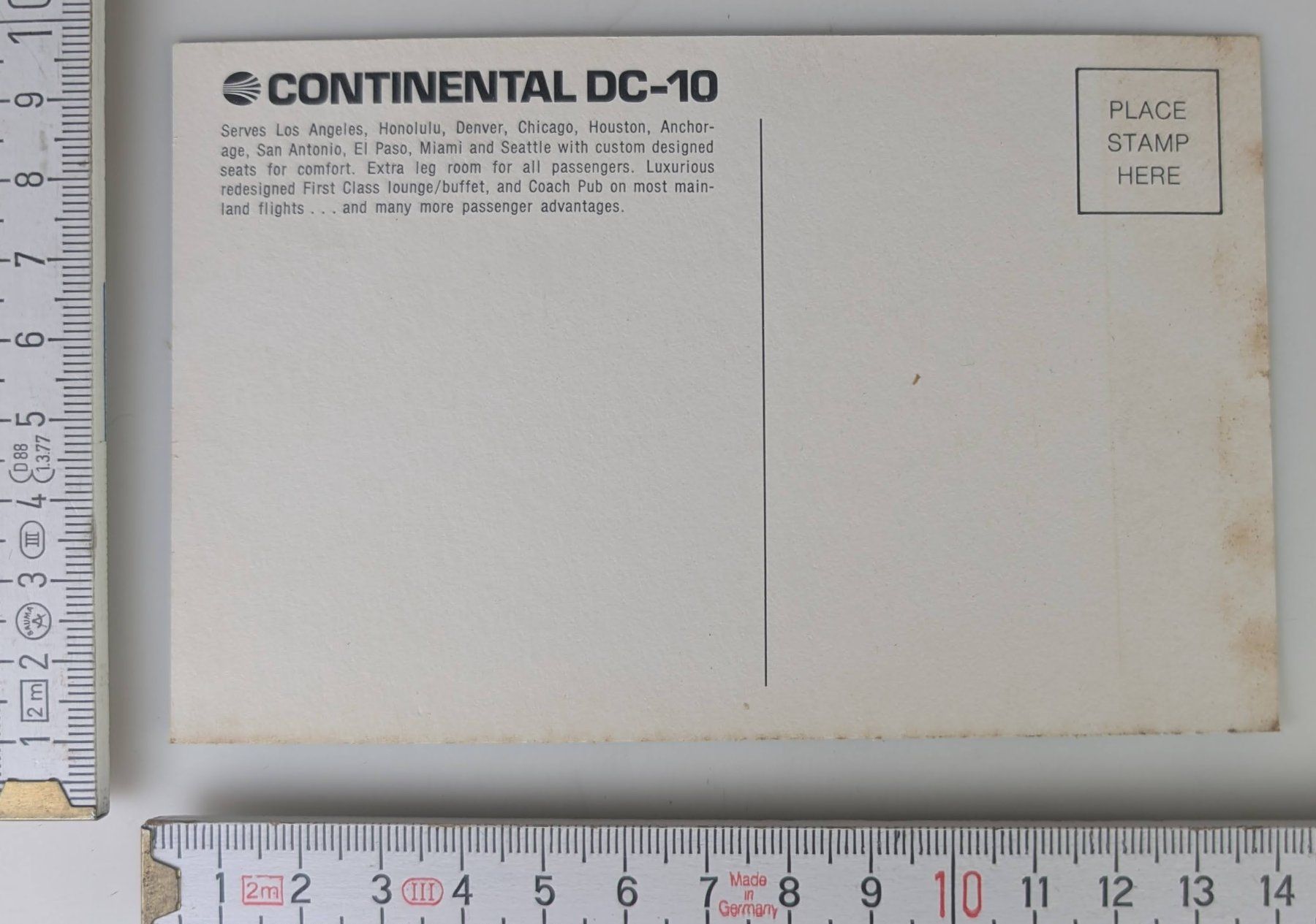 Cartoline postali: Continental DC-10 Flugzeug-Postkarte – Nuovo (secondo la descrizione) da Zürich venduto da 1.Simon 1