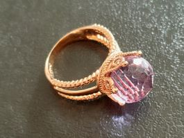 Ring mit Zirkonia, vergoldet 585, 6g, size 8 (57)