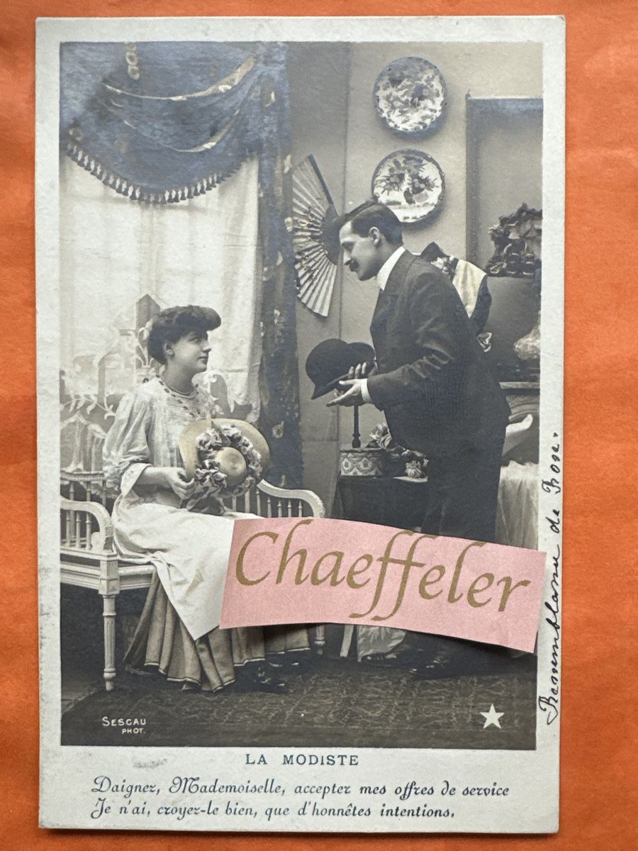 Cartoline postali: 1908 antike Postkarte La Modiste – Usato da Zürich venduto da Chaeffeler