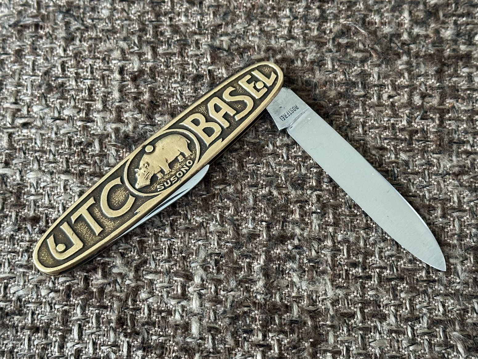 Solingen Coltelli tascabile: Altes Sackmesser UTC BASEL Messing TOP RAR – Usato da Dübendorf venduto da lan1808 4