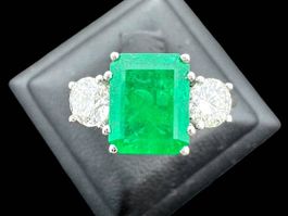 Smaragd 2.2ct Diamanten Ring 18k Grösse 54 GGTL 2025 *S1867