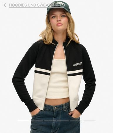 Superdry Trainingsjacke schwarz weiss Grösse 38 neu 