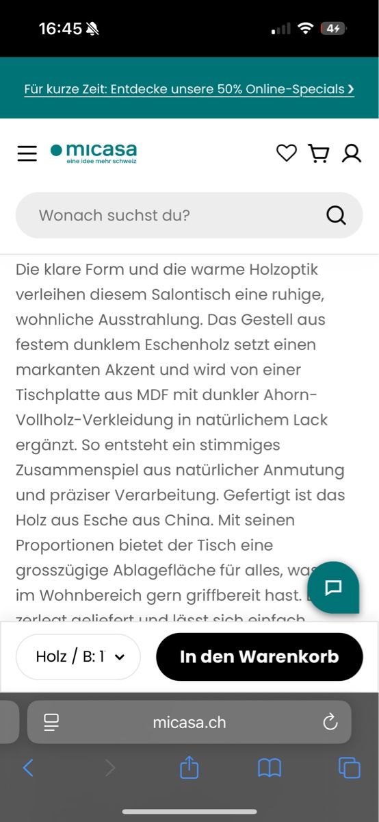 Tavoli: NEU verpackter Couchtisch – Nuovo e nell'imballaggio originale da Wiesendangen venduto da hon_52vt 2