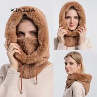 NEU ✅ Winter Damen Kaschmir Pelzmütze & Maske Set