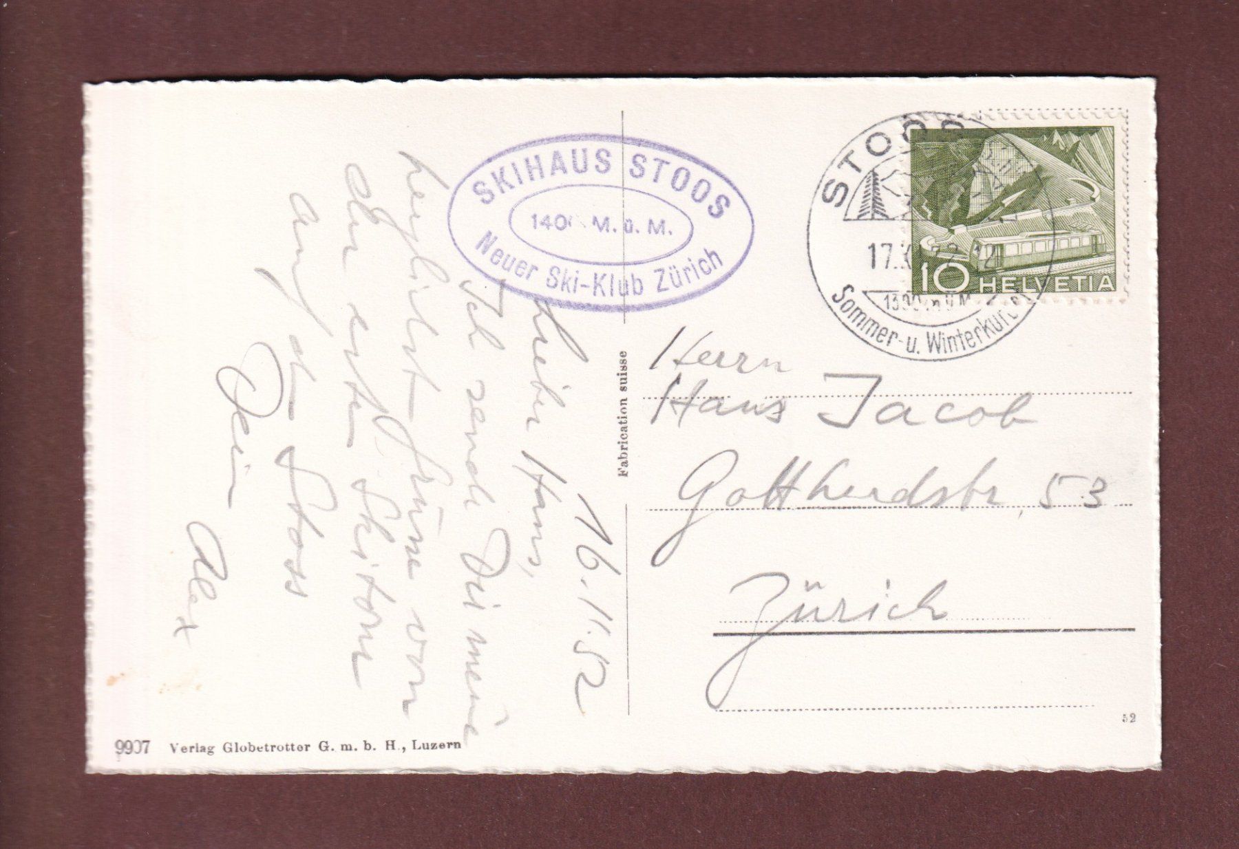 Ansichtskarten: Kurort STOOS - 1952 – Gebraucht aus Pully von nicecards-shop 1