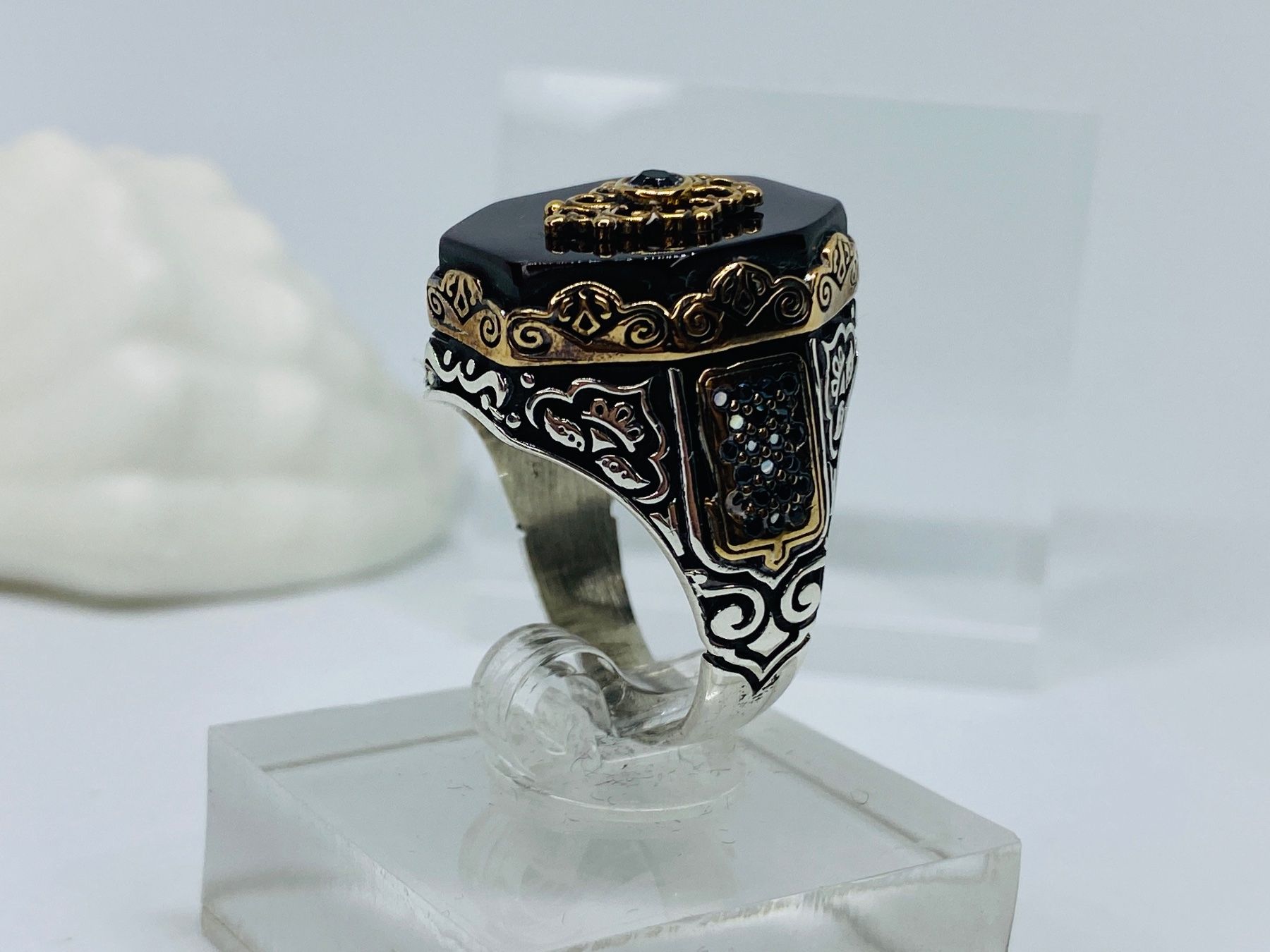 Anelli: Massiver Ring aus 925 er Silber mit Achat – Nuovo e nell'imballaggio originale da Windisch venduto da Zeta2018 1
