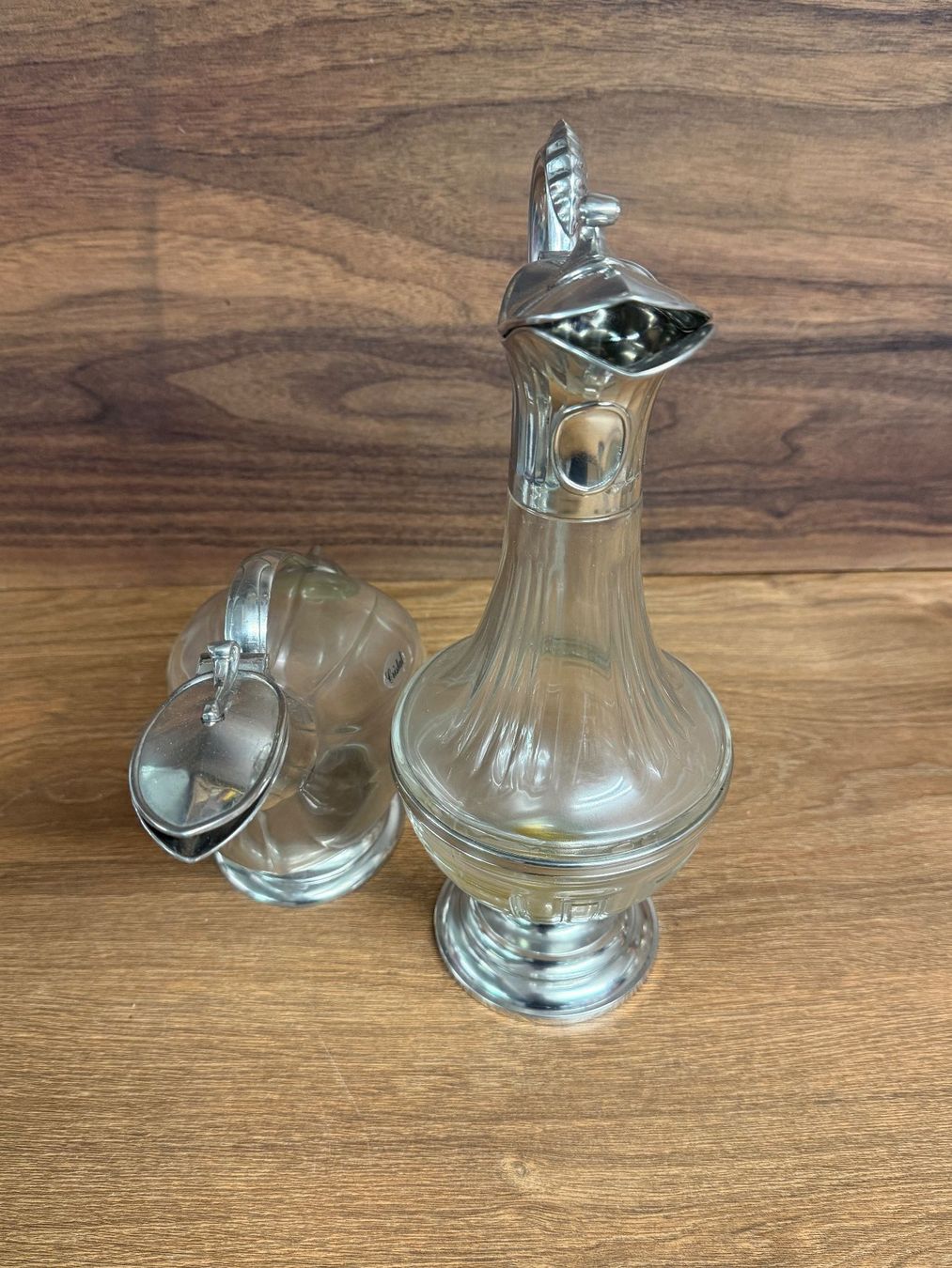 Caraffe: Elegantes Set: Glaskaraffe & Krug mit Silberaufsatz – Usato da Nussbaumen AG venduto da olitech5415 2