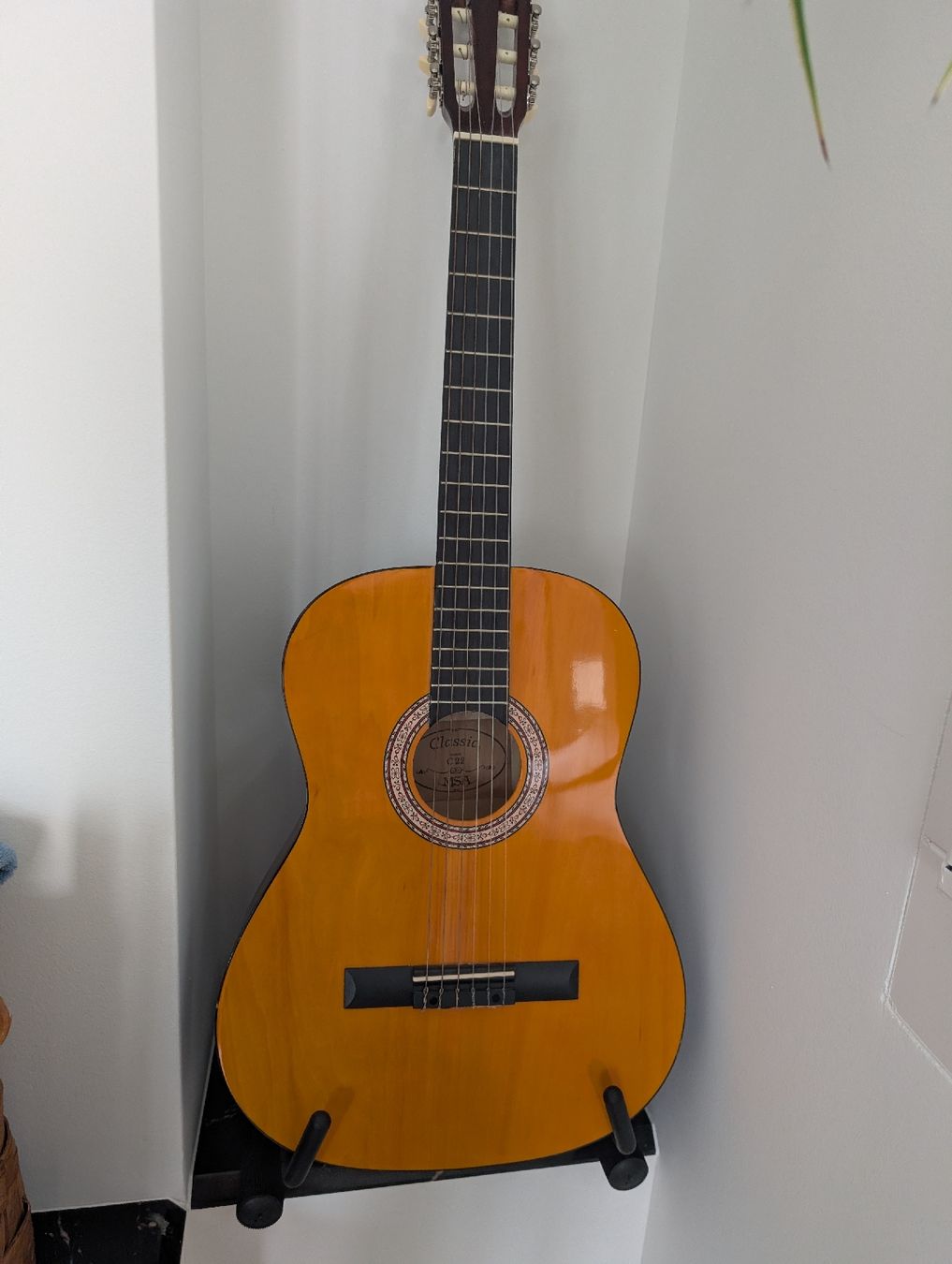 Musikinstrumente: Anfänger Gitarre mit Ständer – Gebraucht aus Dübendorf von Noobistine
