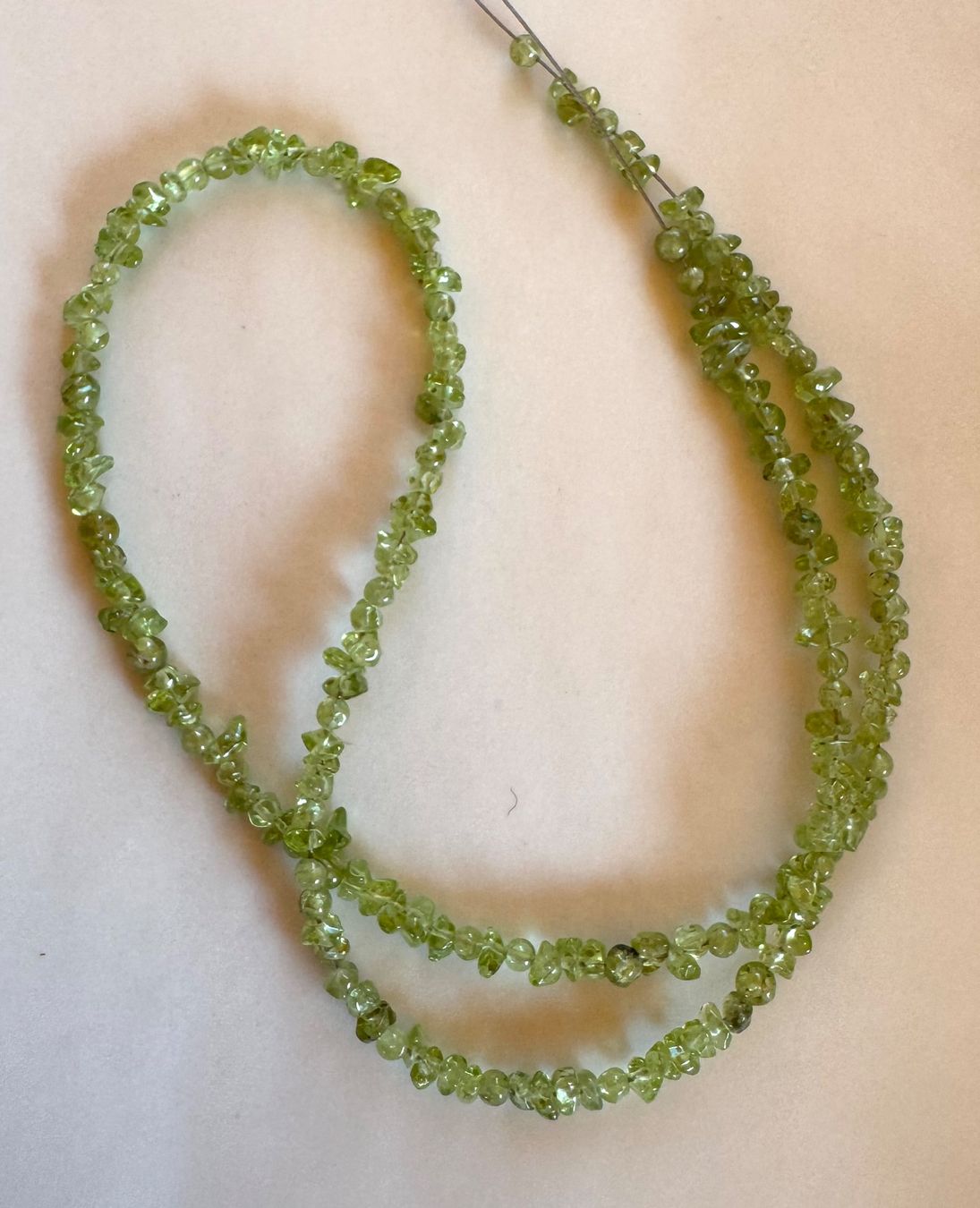 Catenine: Peridot. Olivin   extra  wilde Nugget/Splitter Form     46cm – Nuovo e nell'imballaggio originale da Leuggern venduto da gemshow 5