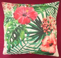 Sommer Dekokissen mit tropischem Blumenmuster, Mit Füllung