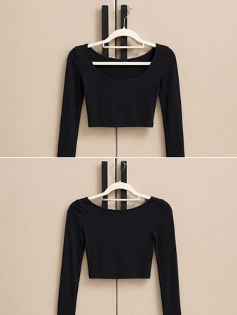 Langarmshirt Damen Schwarz Grösse S 