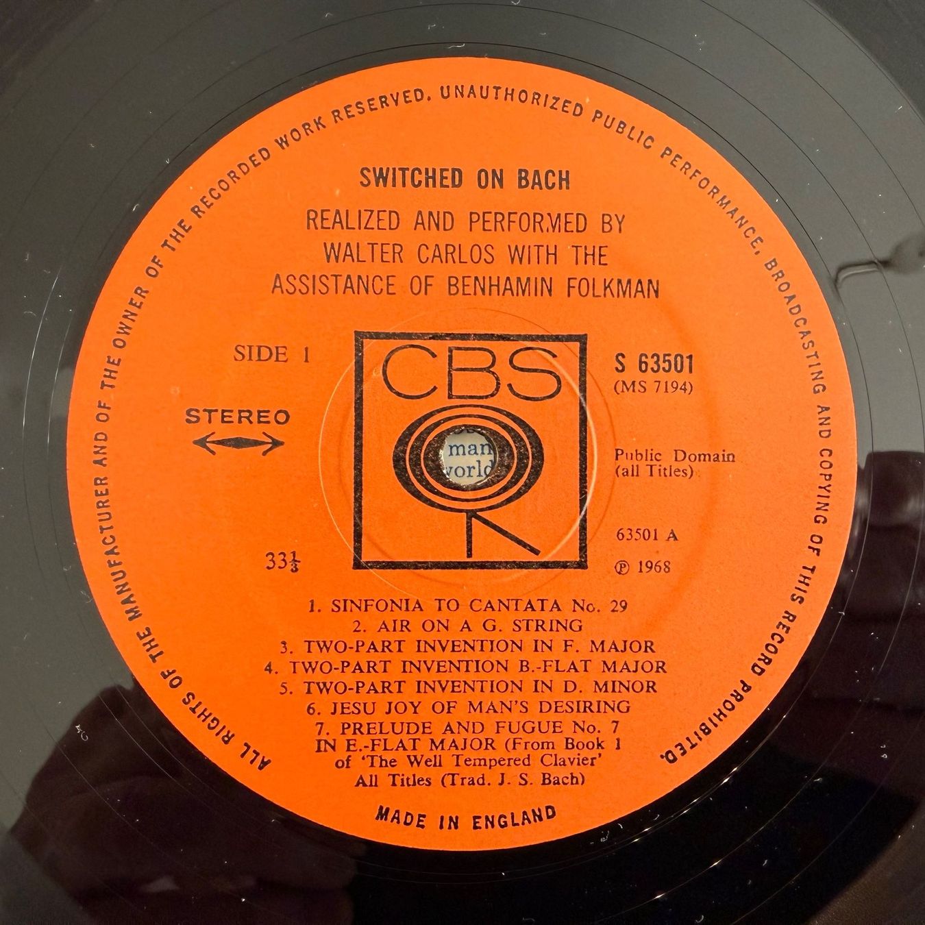 Dischi in vinile: WALTER CARLOS - SWICHED-ON BACH – Usato da Zürich venduto da fehlton 3