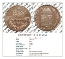 Ein Kreuzer 1816 B UNZ
