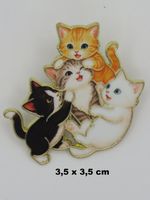 Ansteck Pin - KATZEN - Emaille - Goldfarben - 3,5x3,5cm