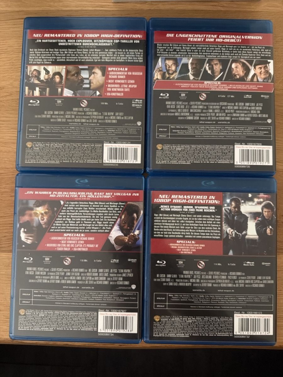 Alle DVDs: Lethal Weapon 1-4 BluRay – Gebraucht aus Hagendorn von masterchieff 1