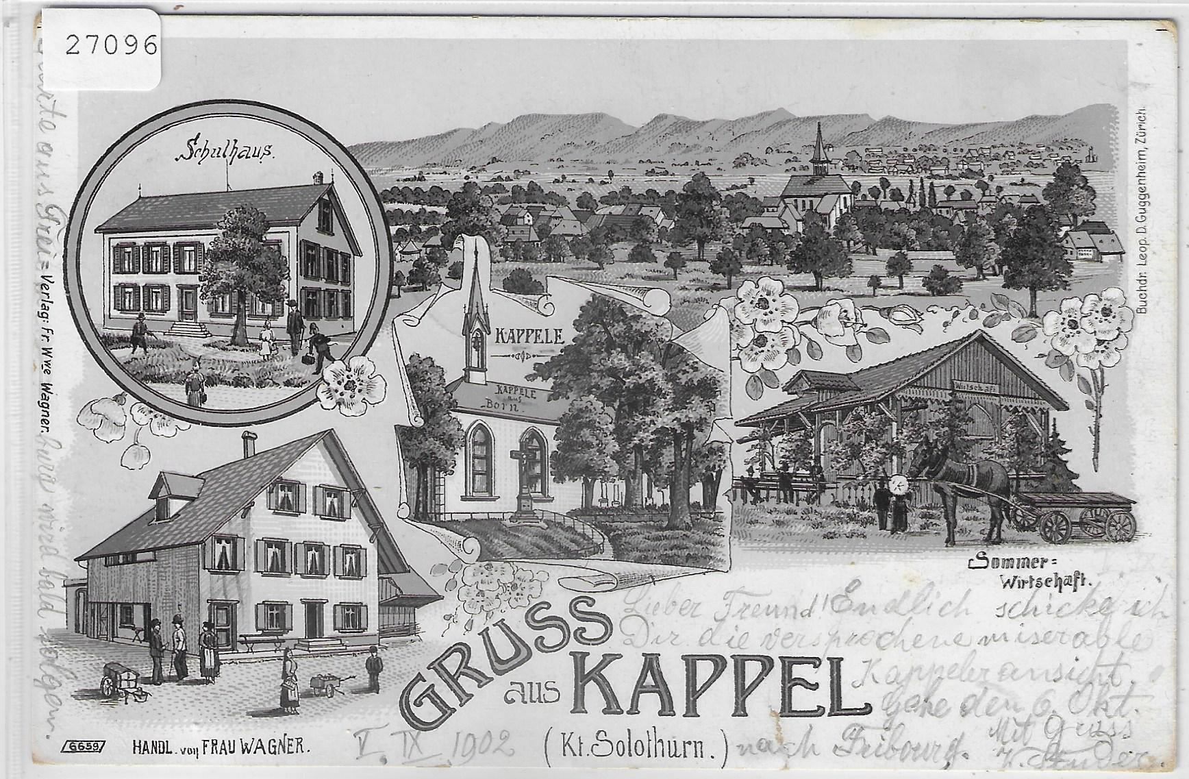 Ansichtskarten: Gruss aus Kappel SO - Litho 1902 – Gebraucht aus Ettingen von Kartenplanet
