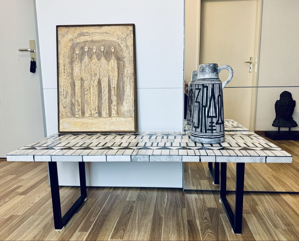 Tavoli: Vintage brutalist marble mosaic couch table – Usato da Zuerich venduto da EMANUELEFEDERICO 5
