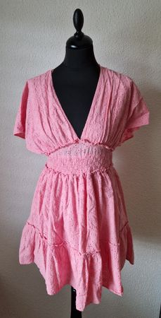 56) rosa Minikleid aus Lochspitze von zara, Grösse S