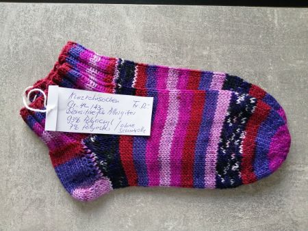 Kurzrohrsocken handgestrickt, Grösse: 42/43, für Allergiker
