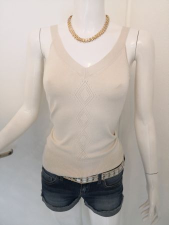 🤩MANGO STRICK-TOP BEIGE MIT STRICK-MUSTER & V-SCHNITT