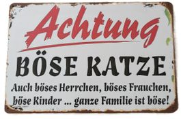 Achtung, böse Katze!  - Blechschild  (neu/OVP)
