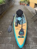 Stand Up Paddle mit E-Finne, E-Pumpe, 2 Paddles, Tasche etc.