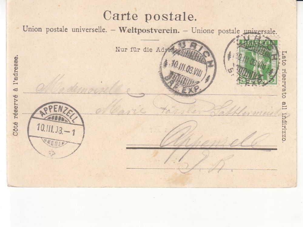 Ansichtskarten: Zürich 1908 – Gebraucht aus Bürglen TG von StampGraf 1