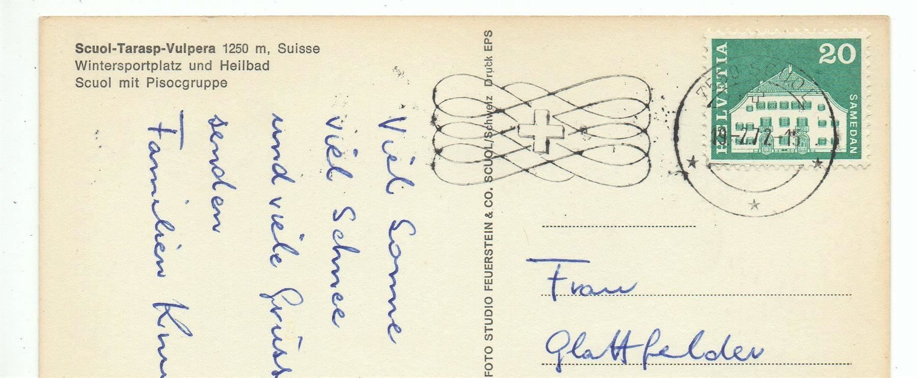 Cartoline postali: SCUOL-TARASP-VULPERA im Winter – Usato da Jona venduto da philajona 1