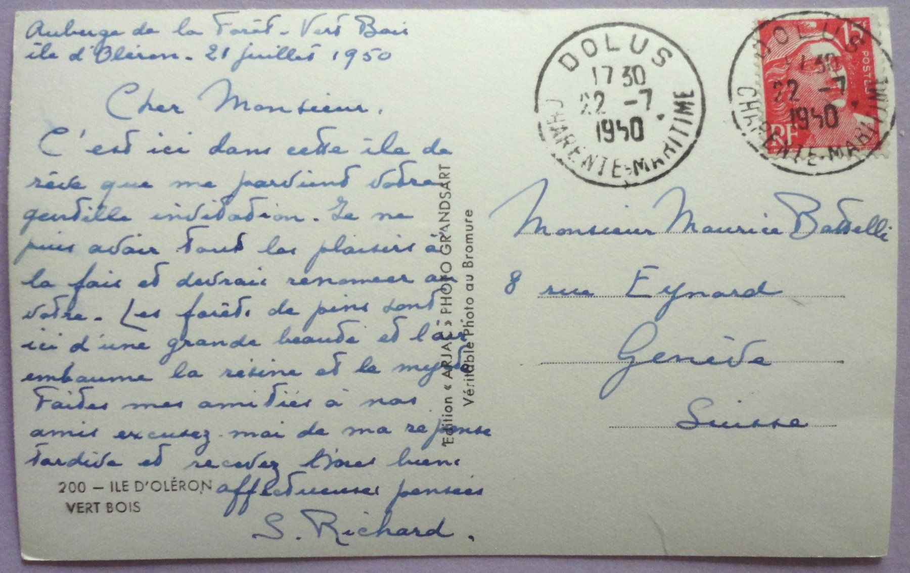 Cartes postales: Ile d' Oléron - Vert Bois – D'occasion à Fétigny par Billy2miny 1