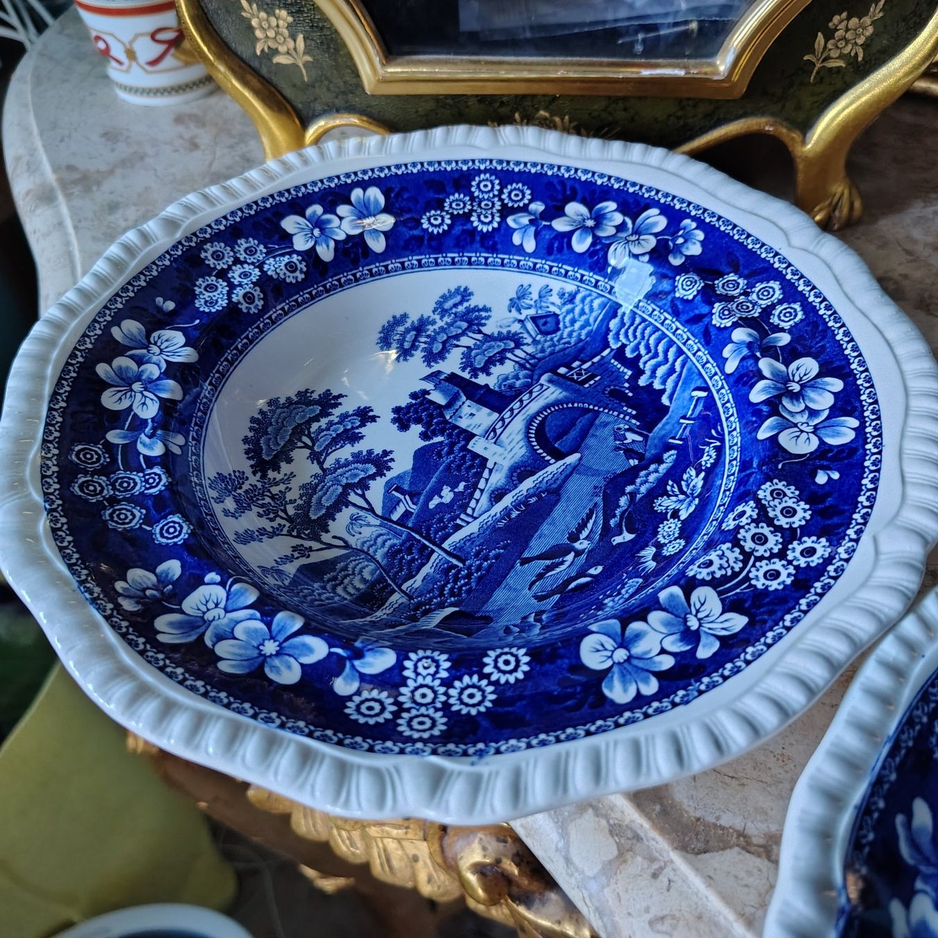 Spode Piatti: Spodes Tower Blue, X5 Suppenteller, Durchmesser 23.5cm – Usato da Dietikon venduto da aberdeen30 1