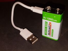 9 Volt Lithium Akku Batterie per USB/TypC bis 1200x laden