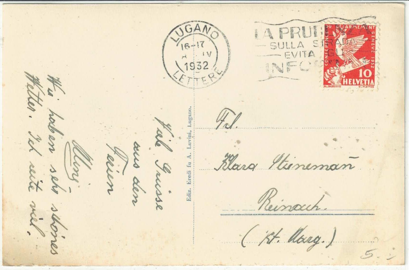 Cartoline postali: Lugano - Quai e Giardini – Usato da Ettingen venduto da Kartenplanet 1