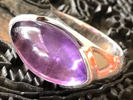 AMETHYST Navette  in Silberring !! Grösse: 56.5