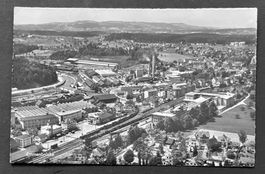 Emmenbrücke mit Bahnhof ca. 1950, Flugaufnahme