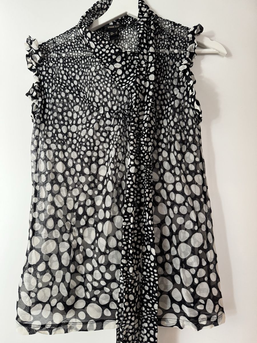Mango Camicette: Mango Suit - transparente ärmellose Bluse Gr. S mit Schleife – Usato da Küsnacht ZH venduto da ToddyGinger