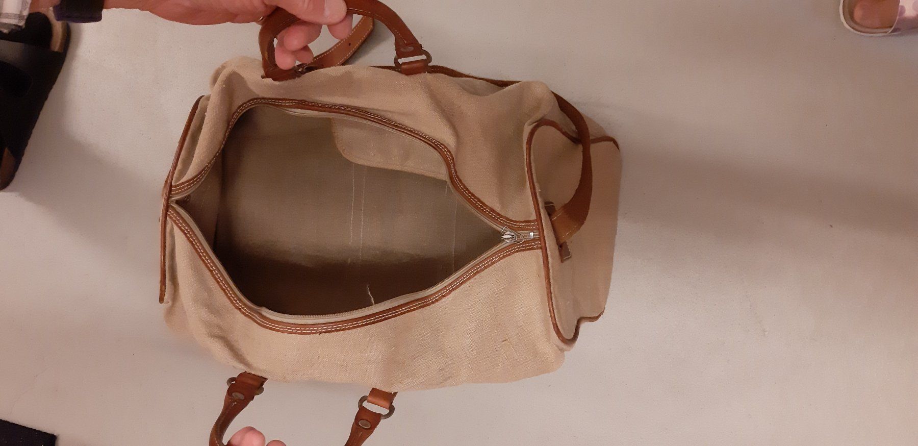Taschen: Reisetasche Leinen/Leder – Gebraucht aus Balterswil von Jolie6 1