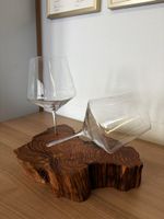 Weinglashalter aus Olivenholz mit 2 Weingläser