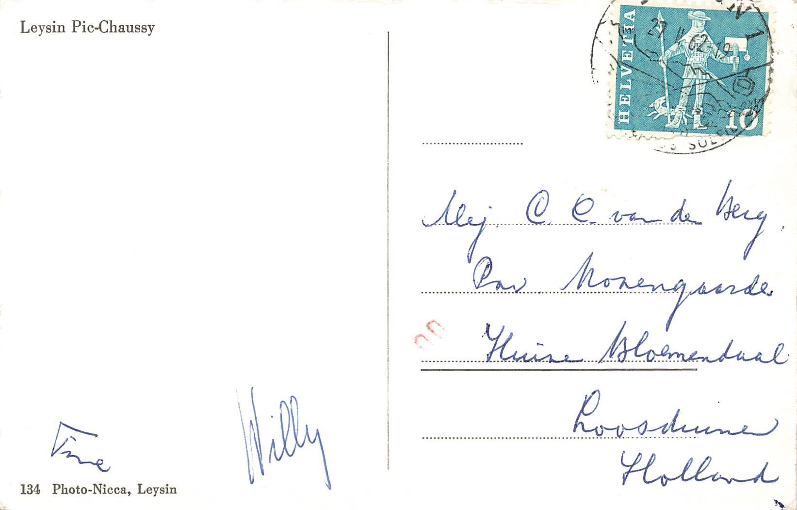 Cartoline postali: Leysin pic chaussy – Usato da Biasca venduto da Blenio71 1