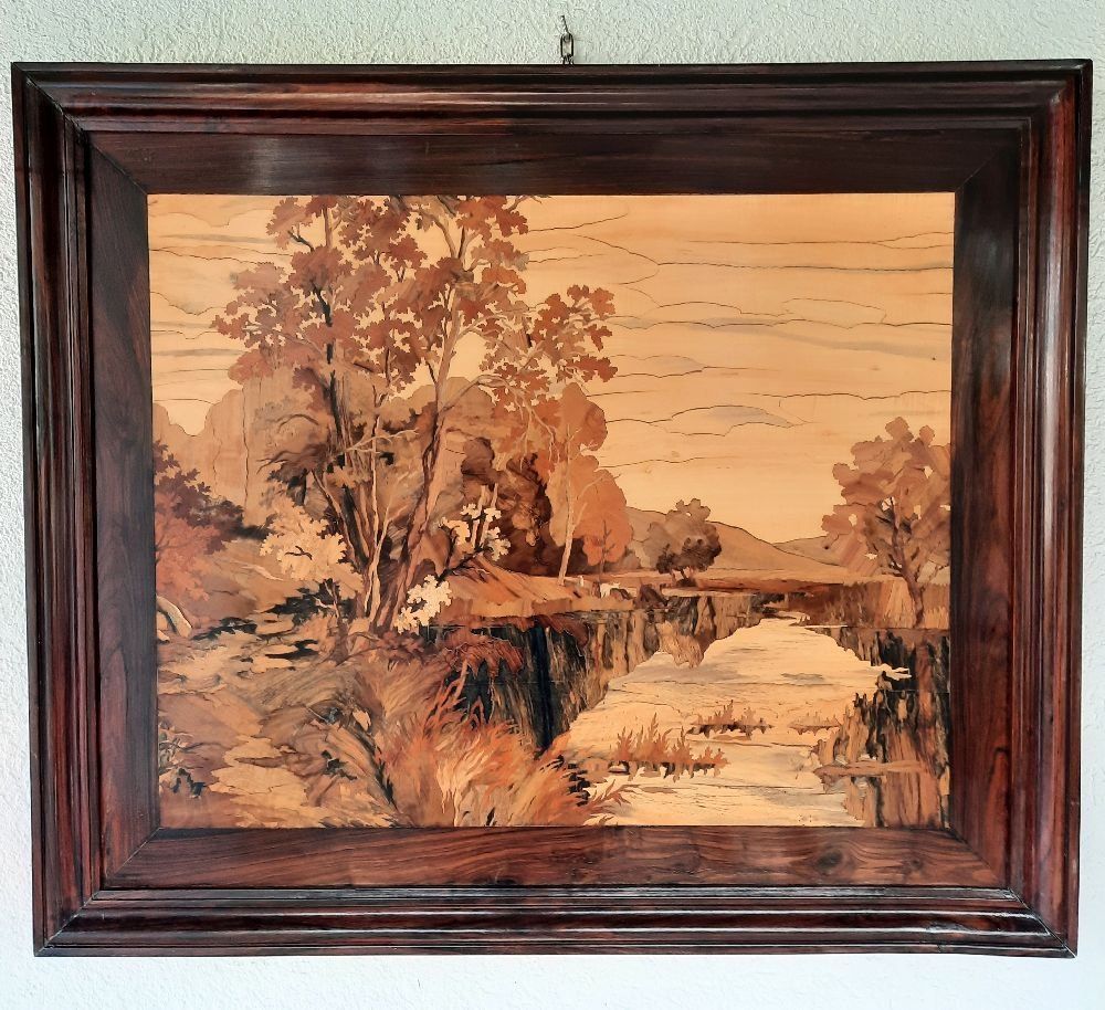 Foto & Immagini: Edles Intarsienbild, Holzkunst mit Rahmen, Herbstdeko – Usato da Eschenbach venduto da Alicekunst 7