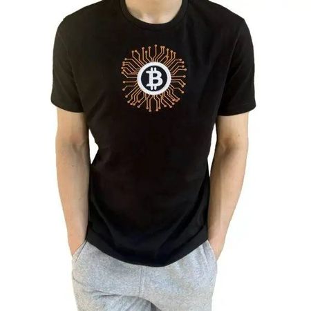 Bitcoin Logo 3D-Stick T‑Shirt - Bio Baumwolle – neu –