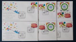 UNO Wien 50 Jahre Postverwaltung 2001 Super Serie / 6 Beleg